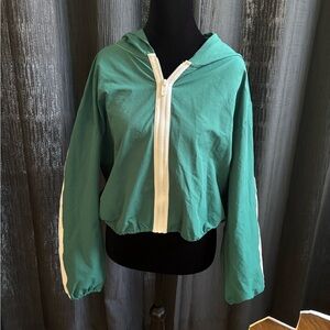 Prince x Target Cropped Pickleball Green Zip-Up Jacket with White Stripes Size L